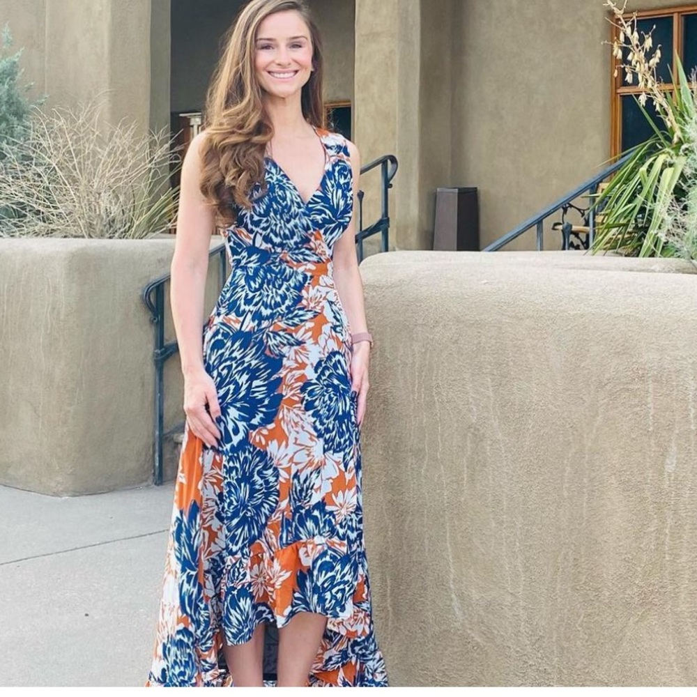 LULU’S Desert Trip Wrap Dress High Low Maxi Small